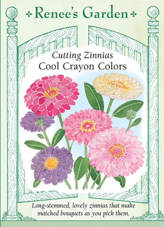 Heirloom Zinnias Cool Crayon Colors